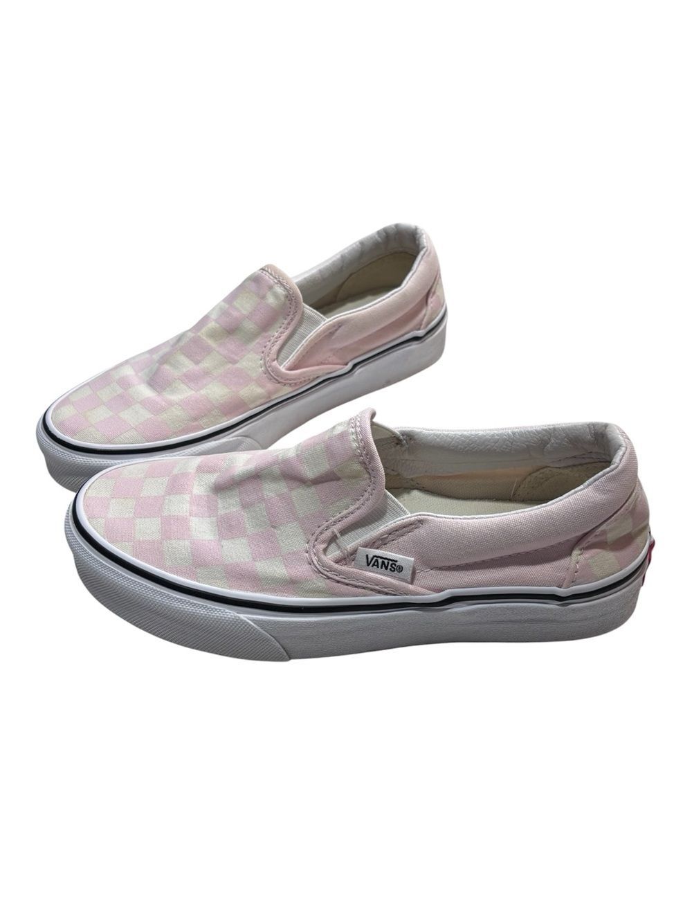 Vans Off the Wall Checkerboard Slip-On Athletic Sneakers White Pink Women’s 5.0